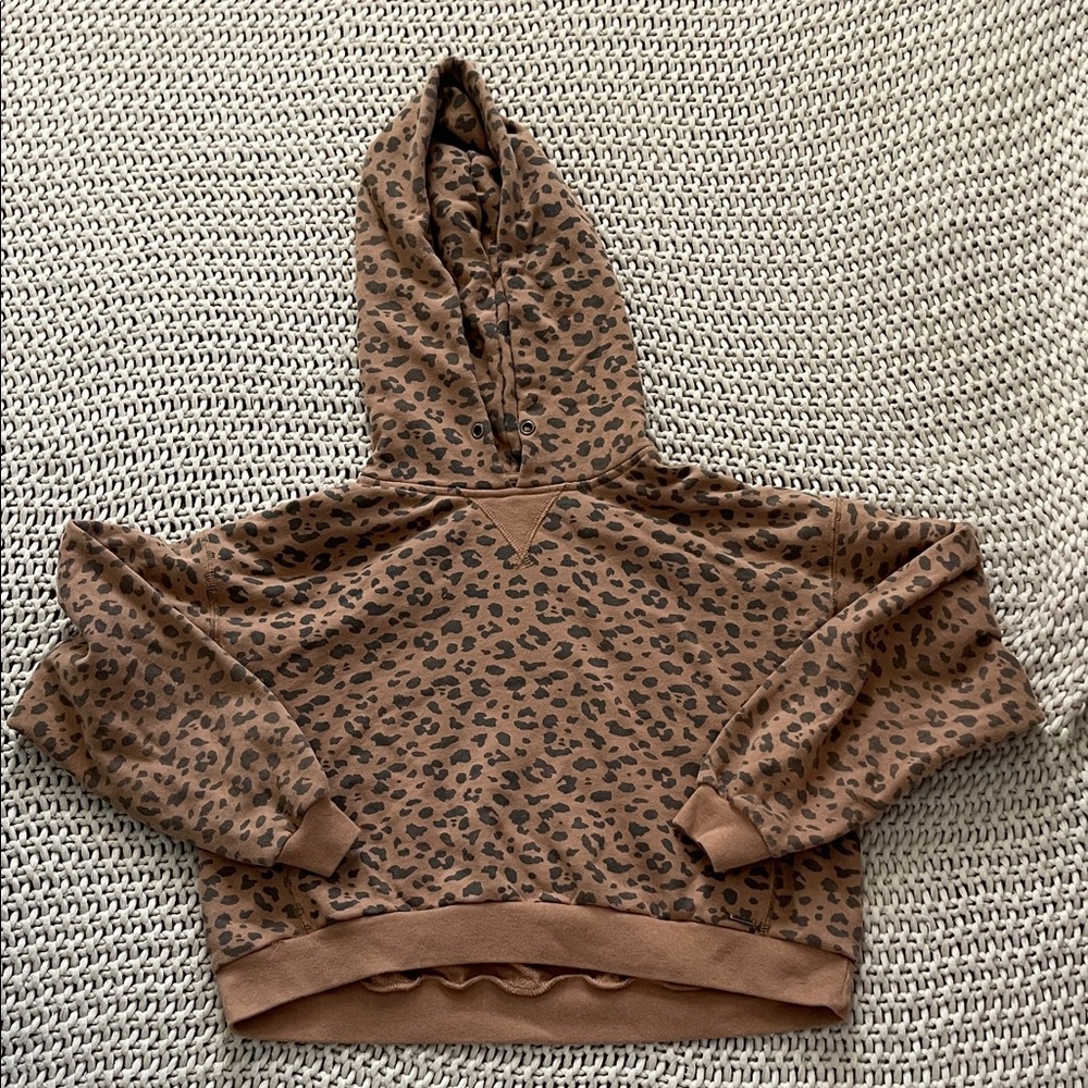 Abercrombie & Fitch Cropped Brown Leopard Print Hoodie